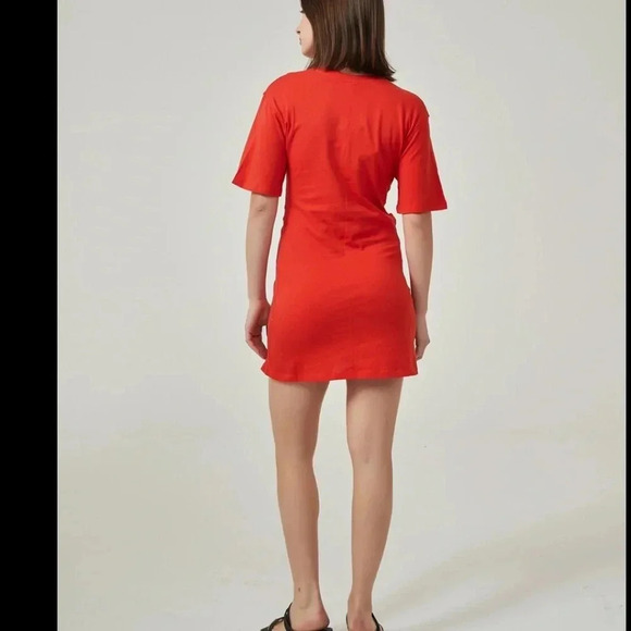FUTURE
COLLECTIVE  Orange Knotted Cut-Out T-Shirt Dress Size M Short Sleeve - Picture 13 of 13